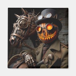 Imán Halloween Steampunk Jack-O-Lantern Horseman