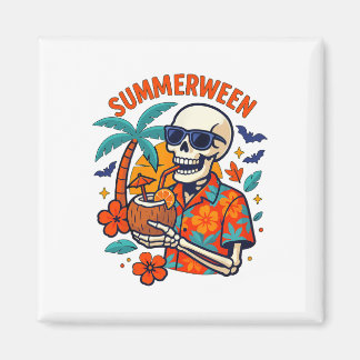 Imán Halloween Summer Ween Skeleton Spooky Vacation Flo