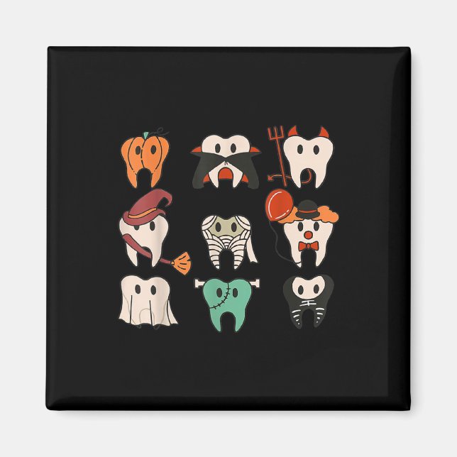Imán Halloween Teeth Spooky Halloween Dentist Cita (Frente)