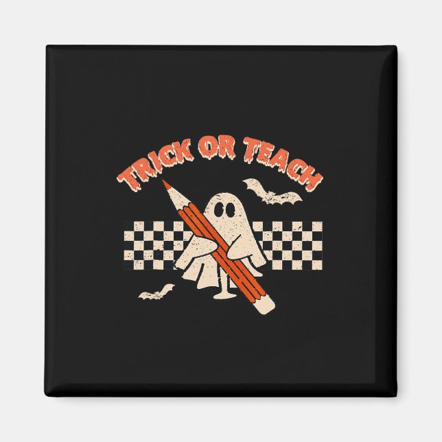 Imán Halloween Trick O Profesora De Retro De Enseñanza (Frente)