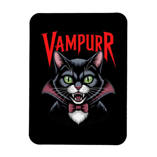 Imán Halloween, un extraño gato de vampiro (Vertical)