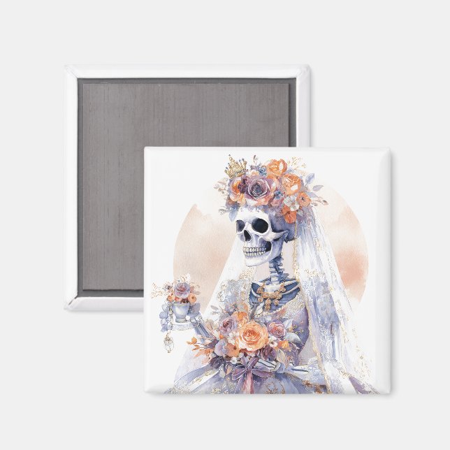 Imán Halloween Watercolor Skeleton Magnet (Anverso/Reverso)