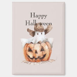 Imán Halloween Western Brown Cowboy Ghost Pumpkin