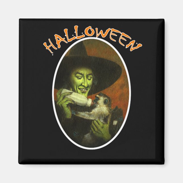 Imán Halloween Witch And Flying Monkey (Frente)