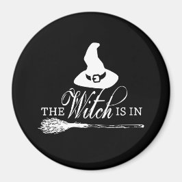 Imán Halloween Witch Black and White Magnet