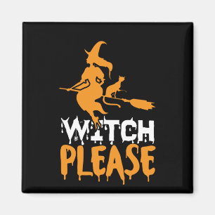 Imán Halloween Witch Cat Por Favor Cumpleaños