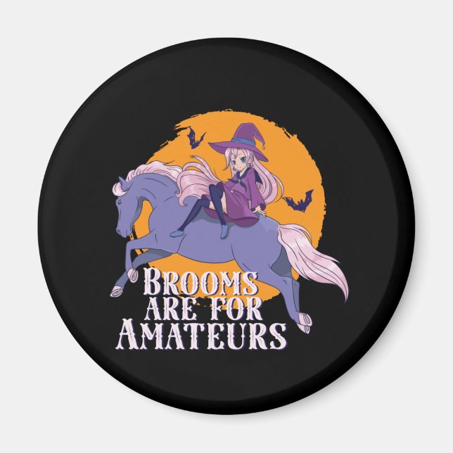 Imán Halloween Witch Horse Lover Cute Anime Chica (Frente)