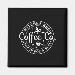 Imán Halloween Witch Motif - Testigos preparan café y c
