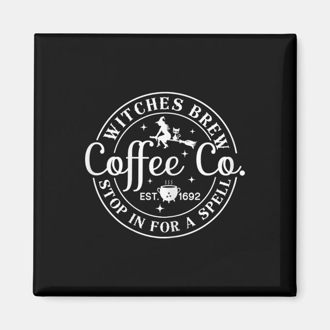 Imán Halloween Witch Motif - Testigos preparan café y c (Frente)