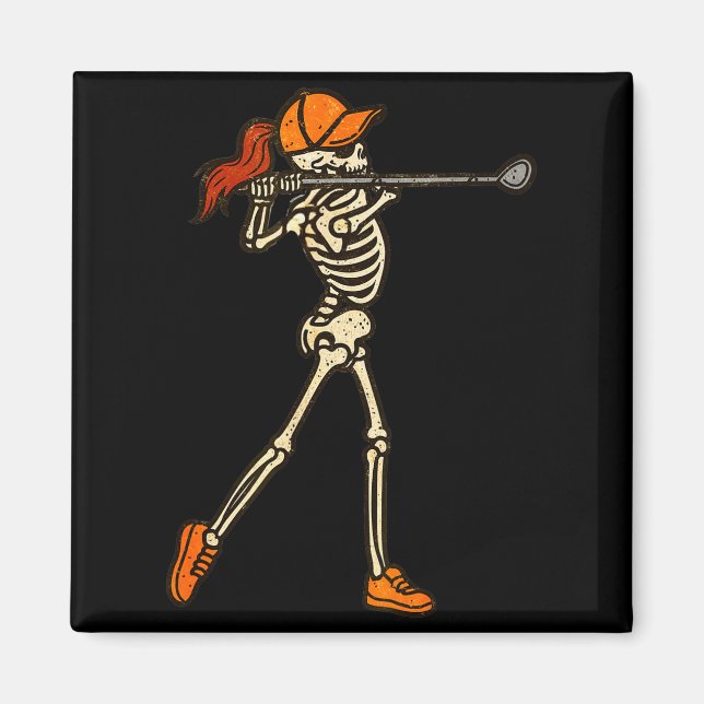 Imán Halloween Women Golf Skeleton Funny Golf Halloween (Frente)