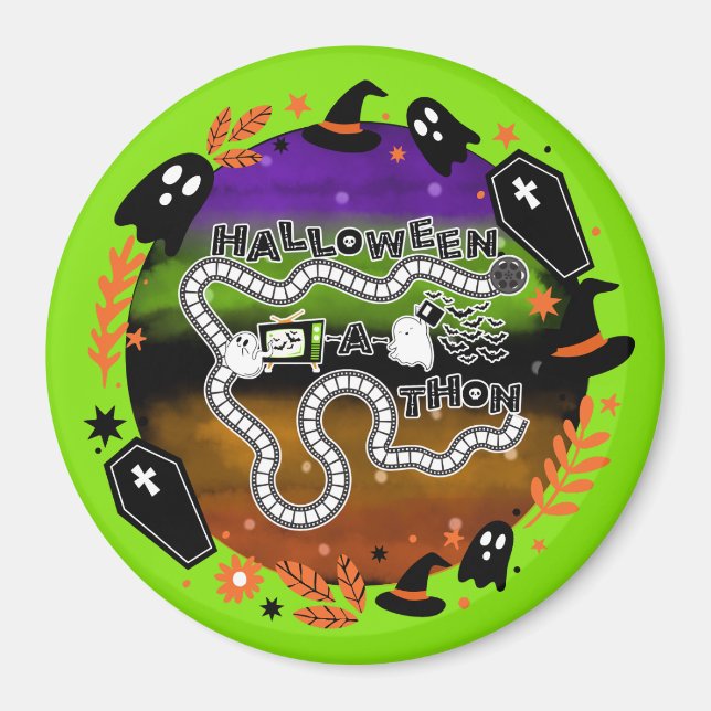 Imán Halloweenathon Circle Game Board Green Magnet (Frente)