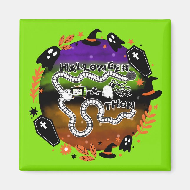 Imán Halloweenathon Circle Game Board Green Magnet (Frente)