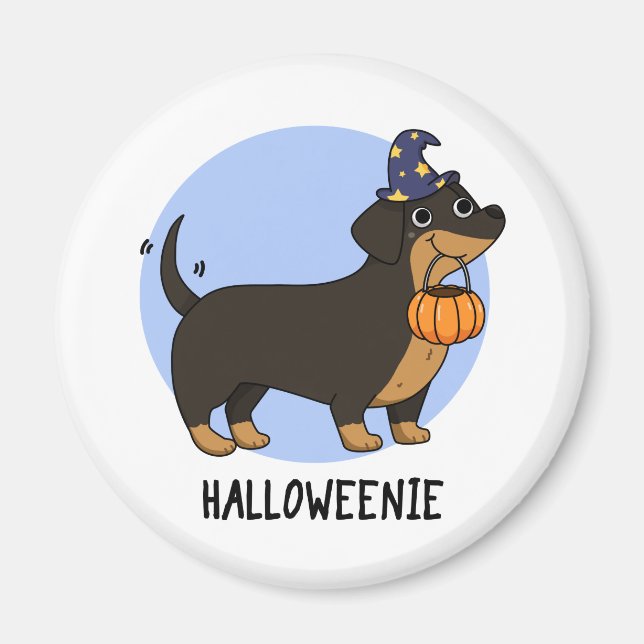 Imán Halloweenie Funny Sausage Dog Pun (Frente)