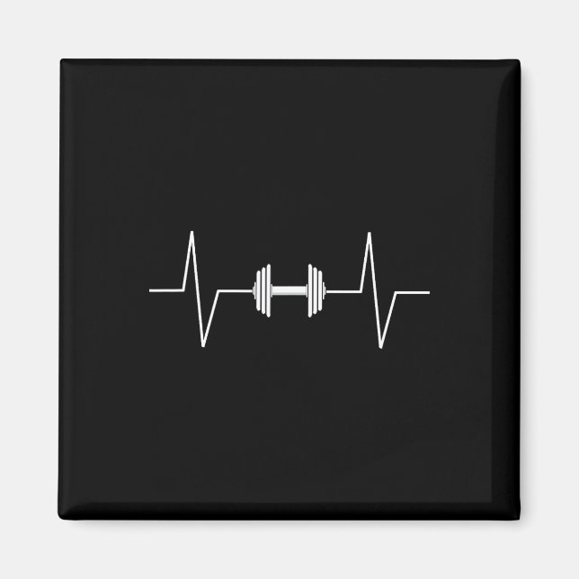 Imán Halterofilia Dumbbell Heartbeat Ekg Pulse Tee Gif (Frente)