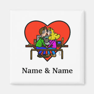 Imán Ham Radio Kissing Couple Magnet
