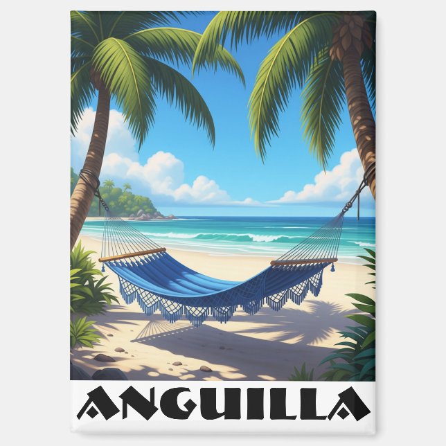 Imán Hamaca de playa del Caribe de Anguila (Anverso)