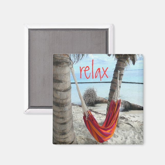 Imán Hamaca en el Caribbean Beach Magnet (Anverso/Reverso)