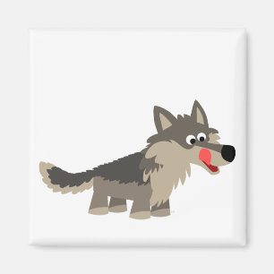 Imán hambriento del lobo del dibujo animado lindo