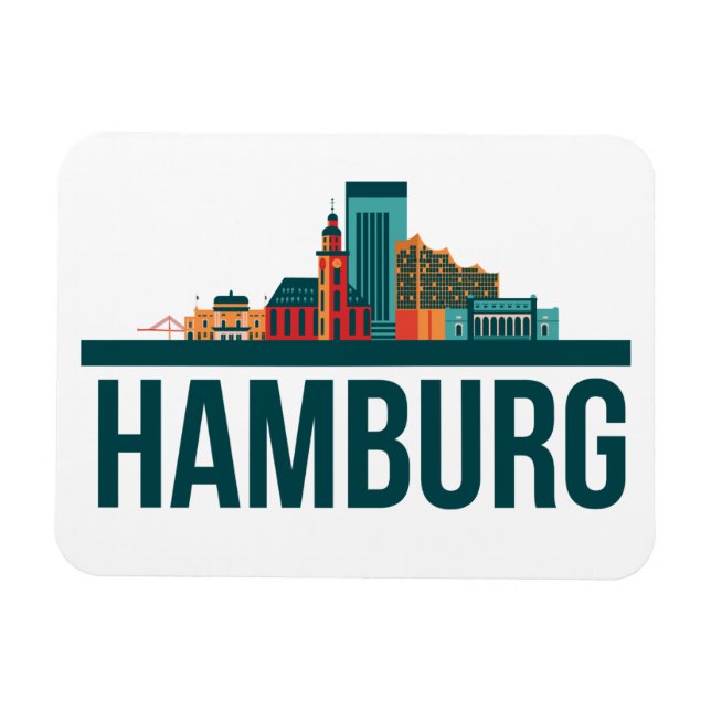 Imán Hamburg Alemania Skyline Photo Magnet (Horizontal)