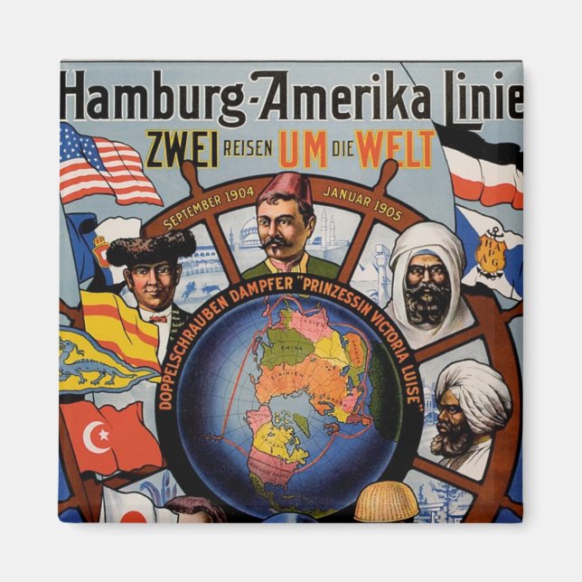 Imán Hamburg Amerika Line Poster (Frente)