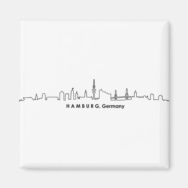Imán HAMBURG Elbe Alemania Skyline Silhouette (Frente)