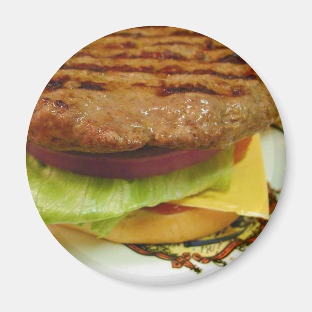 Imán Hamburger Meat Patty Patties Lettuce Tomates Buns (Frente)