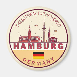 Imán Hamburgo Alemania City Skyline Emblem