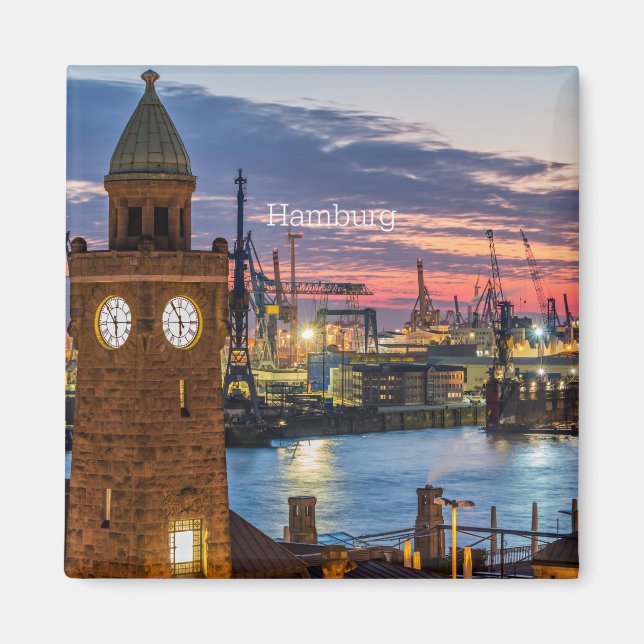 Imán Hamburgo, Alemania vista panorámica al ocaso (Frente)