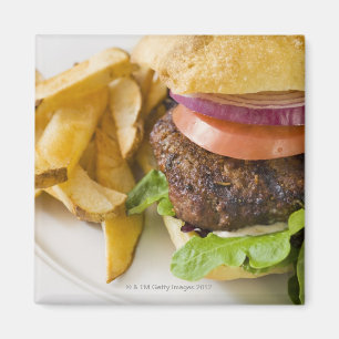 Imán Hamburguesa y patatas fritas