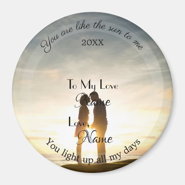 Imán HAMbyWG - Pareja al amanecer Amor Personalizado (Frente)