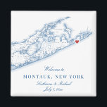 Imán Hamptons Montauk Destination Wedding Favor<br><div class="desc">¡Pedidos rápidos y fáciles! Este imán ideal para bodas de Montauk es perfecto para incluir con regalos de bolsos de bienvenida a los invitados de bodas de destino de Hamptons, o para personalizares para tu fiesta de bodas. El corazón está sobre Montauk, pero puedes mover el corazón haciendo clic en...</div>