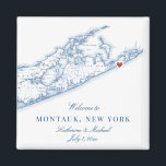 Imán Hamptons Montauk Destination Wedding Favor<br><div class="desc">¡Pedidos rápidos y fáciles! Este imán ideal para bodas de Montauk es perfecto para incluir con regalos de bolsos de bienvenida a los invitados de bodas de destino de Hamptons, o para personalizares para tu fiesta de bodas. El corazón está sobre Montauk, pero puedes mover el corazón haciendo clic en...</div>