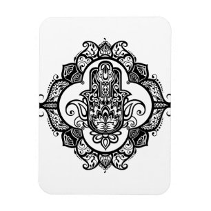 Imán Hamsa con Doodle étnico de los ornamentos