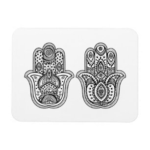 Imán Hamsa dibujada a mano con adornos