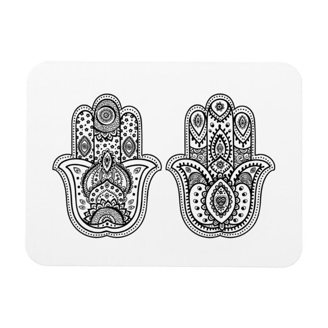 Imán Hamsa dibujada a mano con adornos (Horizontal)