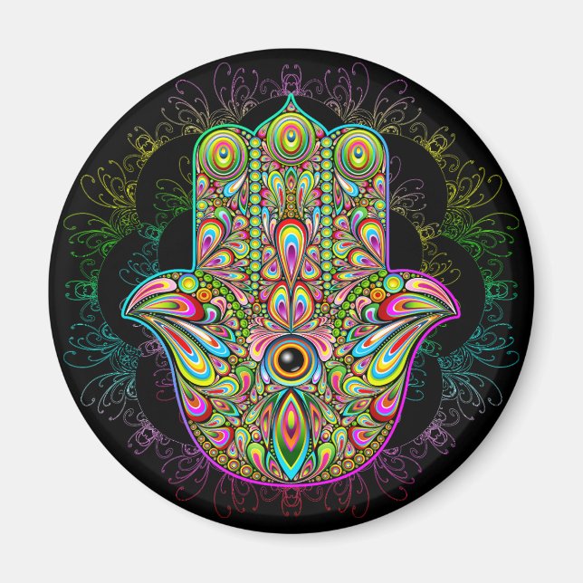 Imán Hamsa Fatma Hand Psychedelic Art (Frente)