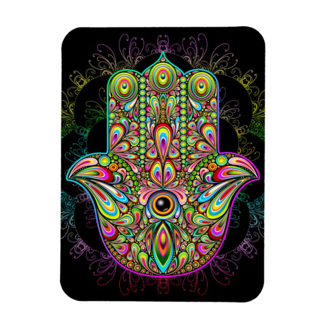 Imán Hamsa Fatma Hand Psychedelic Art (Vertical)