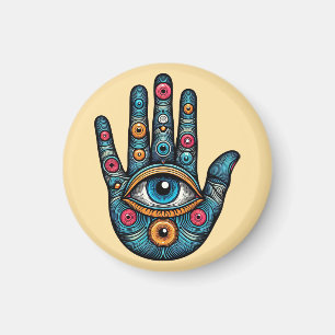 Imán Hamsa Hand con ilustracion de arte visual
