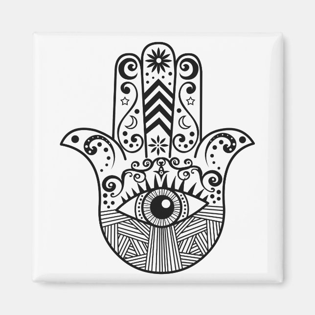 Imán Hamsa Manand Black and White (Frente)