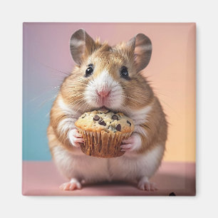 Imán Hamster Cudo Con Pastel De Aleta De Chocolate