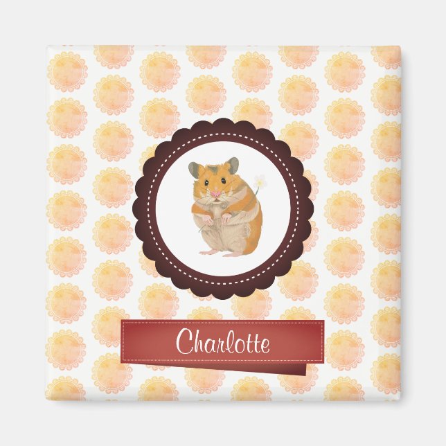 Imán Hamster de Chicas rojos y rosados (Frente)