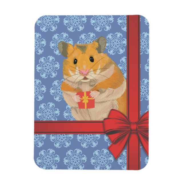 Imán Hamster de Navidades de copas de nieve (Vertical)