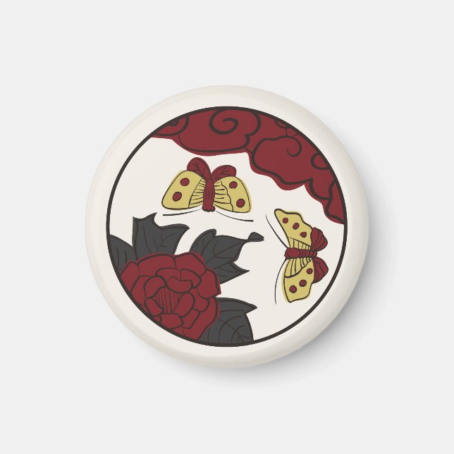 Imán Hanafuda "Botan-ni-chou" (Frente)