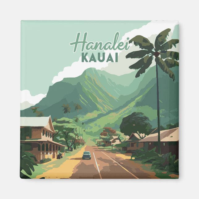 Imán Hanalei Kauai Hawaii Bay Mountains Green (Frente)