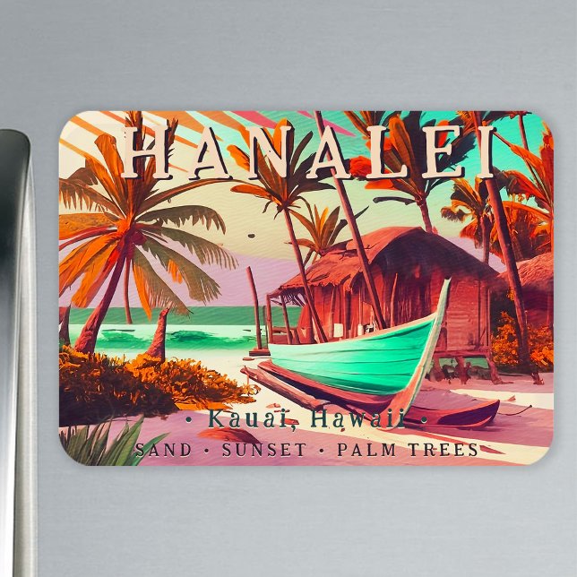 Imán Hanalei Kauai Hawaii palmera tropical soleada de l (Subido por el creador)