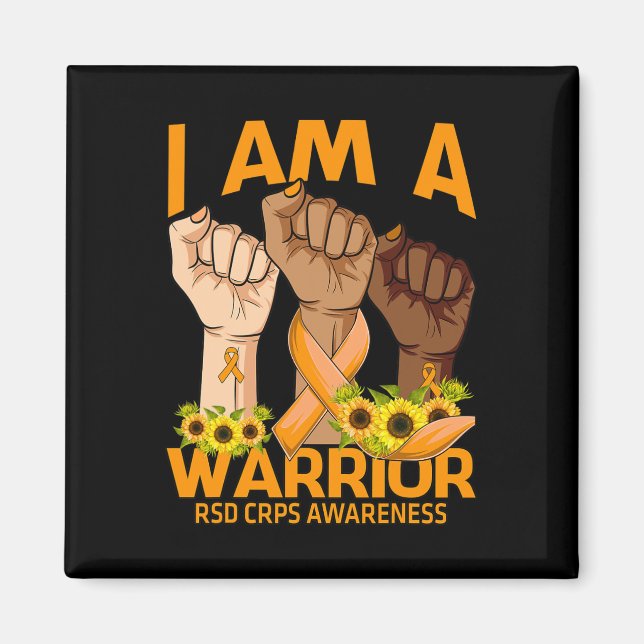 Imán Hand I Am A Warrian RSD CRPS Awareness Sunflower (Frente)
