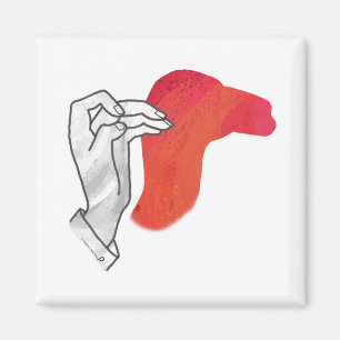 Imán Hand Silhouette Camel Red