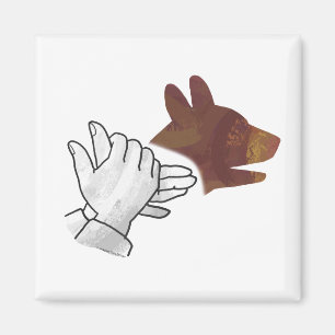 Imán Hand Silhouette Dog Brown