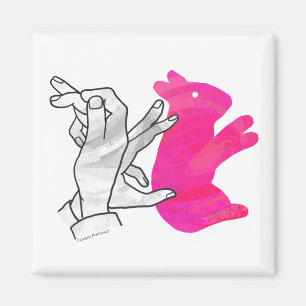 Imán Hand Silhouette Rabbit Pink