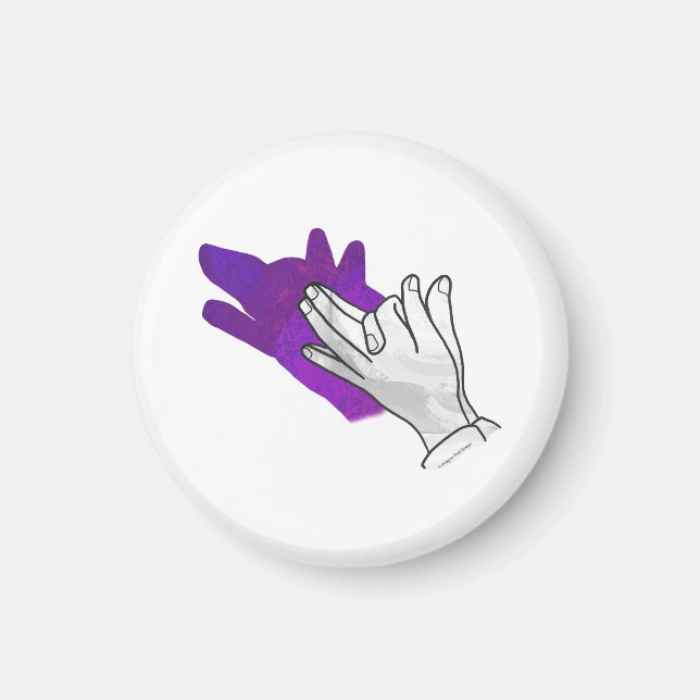 Imán Hand Silhouette Wolf Purple (Frente)
